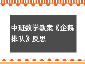 中班數(shù)學(xué)教案《企鵝排隊》反思