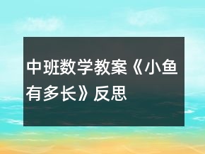 中班數(shù)學(xué)教案《小魚有多長》反思