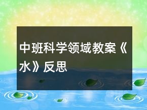 中班科學領域教案《水》反思
