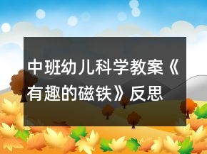 中班幼兒科學(xué)教案《有趣的磁鐵》反思