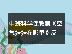 中班科學(xué)課教案《空氣娃娃在哪里》反思