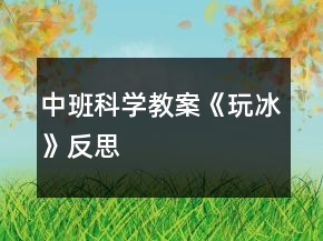 中班科學教案《玩冰》反思