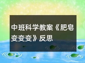 中班科學(xué)教案《肥皂變變變》反思