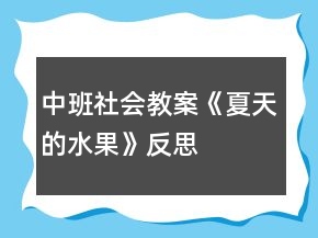 中班社會教案《夏天的水果》反思