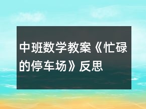 中班數(shù)學(xué)教案《忙碌的停車(chē)場(chǎng)》反思