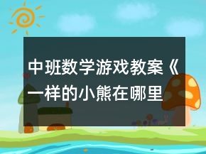 中班數(shù)學(xué)游戲教案《一樣的小熊在哪里》反思