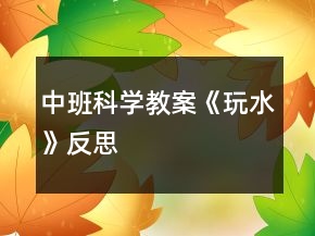中班科學教案《玩水》反思