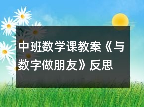 中班數(shù)學(xué)課教案《與數(shù)字做朋友》反思