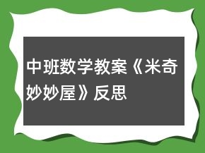 中班數(shù)學(xué)教案《米奇妙妙屋》反思