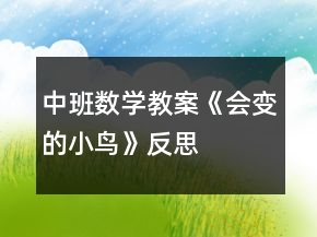 中班數(shù)學(xué)教案《會(huì)變的小鳥》反思