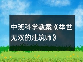 中班科學教案《舉世無雙的建筑師》