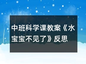 中班科學課教案《水寶寶不見了》反思