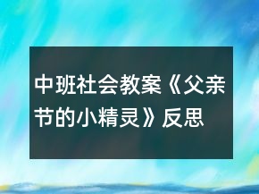 中班社會(huì)教案《父親節(jié)的小精靈》反思