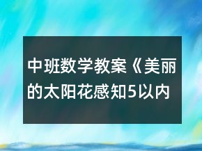 中班數(shù)學(xué)教案《美麗的太陽(yáng)花（感知5以內(nèi)的數(shù)量）》反思