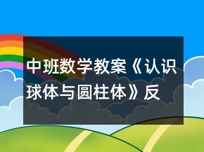 中班數(shù)學(xué)教案《認(rèn)識(shí)球體與圓柱體》反思