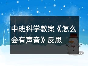 中班科學教案《怎么會有聲音》反思