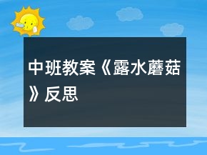中班教案《露水蘑菇》反思