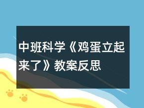 中班科學(xué)《雞蛋立起來(lái)了》教案反思