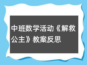 中班數(shù)學(xué)活動(dòng)《解救公主》教案反思