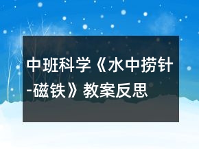 中班科學(xué)《水中撈針-磁鐵》教案反思