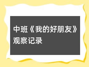 中班《我的好朋友》觀察記錄
