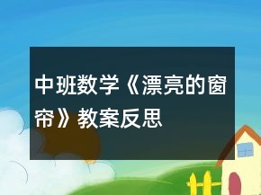 中班數(shù)學(xué)《漂亮的窗簾》教案反思