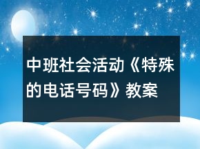 中班社會活動《特殊的電話號碼》教案反思