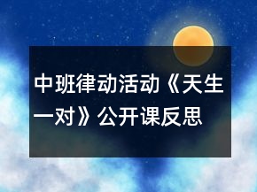 中班律動活動《天生一對》公開課反思