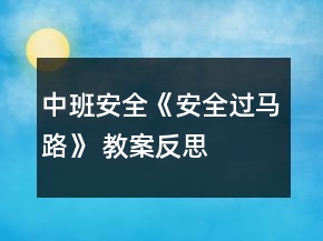 中班安全《安全過馬路》 教案反思