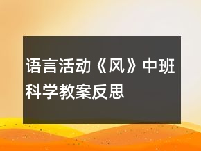 語言活動《風(fēng)》中班科學(xué)教案反思