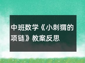 中班數(shù)學《小刺猬的項鏈》教案反思