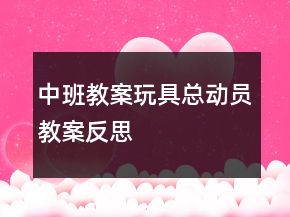 中班教案：玩具總動員教案反思