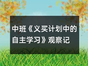 中班《義買計(jì)劃中的自主學(xué)習(xí)》觀察記錄反思