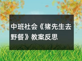中班社會《豬先生去野餐》教案反思