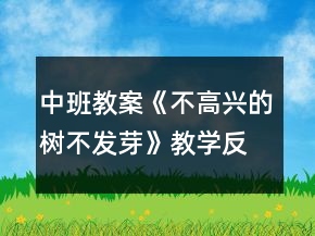 中班教案《不高興的樹不發(fā)芽》教學(xué)反思