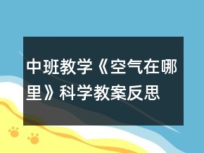 中班教學(xué)《空氣在哪里》科學(xué)教案反思