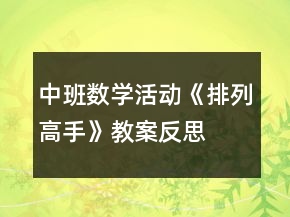 中班數(shù)學(xué)活動《排列高手》教案反思