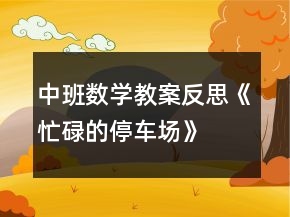 中班數(shù)學(xué)教案反思《忙碌的停車(chē)場(chǎng)》