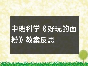 中班科學(xué)《好玩的面粉》教案反思