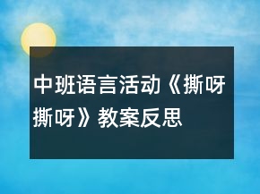 中班語言活動《撕呀撕呀》教案反思