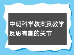 中班科學(xué)教案及教學(xué)反思：有趣的關(guān)節(jié)