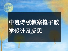 中班詩歌教案：梳子教學設(shè)計及反思