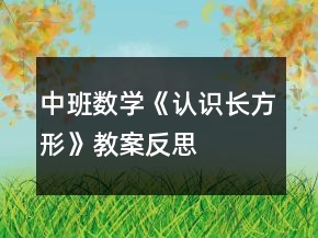 中班數(shù)學(xué)《認(rèn)識長方形》教案反思