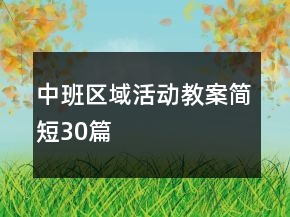 中班區(qū)域活動(dòng)教案簡短30篇