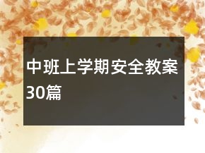 中班上學(xué)期安全教案30篇