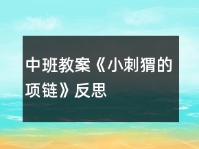 中班教案《小刺猬的項(xiàng)鏈》反思