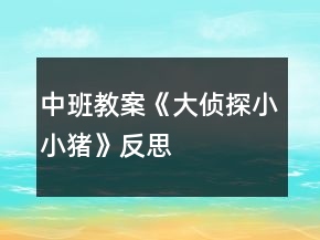 中班教案《大偵探小小豬》反思