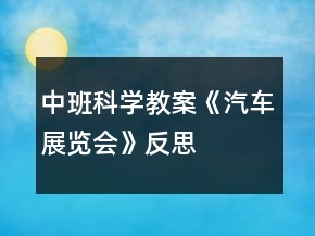 中班科學(xué)教案《汽車展覽會》反思