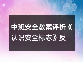 中班安全教案評(píng)析《認(rèn)識(shí)安全標(biāo)志》反思