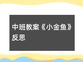 中班教案《小金魚(yú)》反思